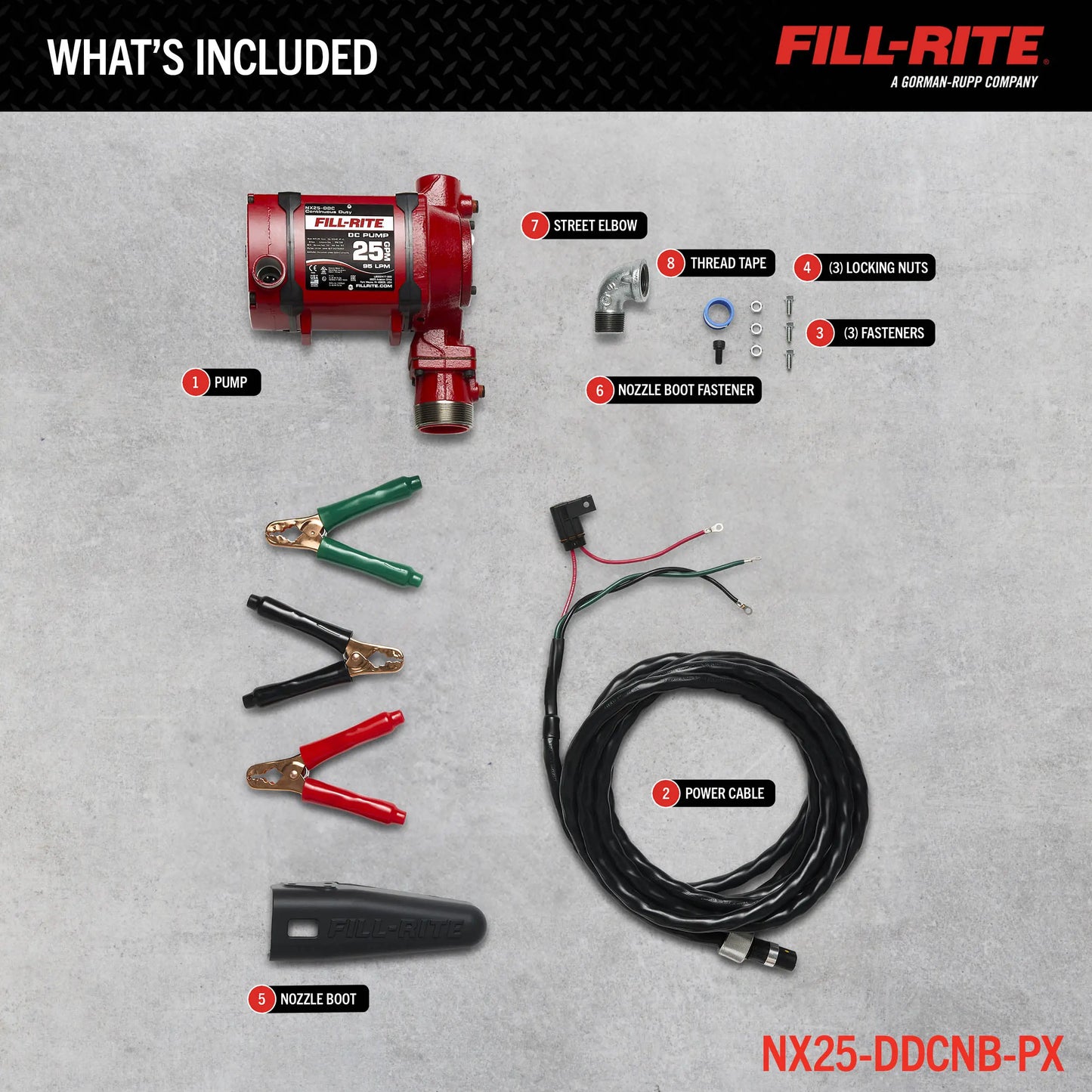 Fill-Rite NX25-DDCNB-PX 12/24V DC 25 GPM Fuel Transfer Pump, Pump Only, 2" Bung Mounted