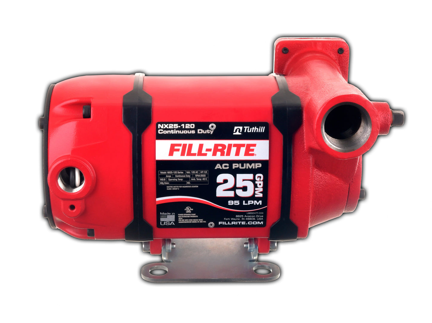 Fill-Rite NX25-120NF-PX 120V AC 25 GPM Fuel Transfer Pump, Pump Only, Foot Mounted