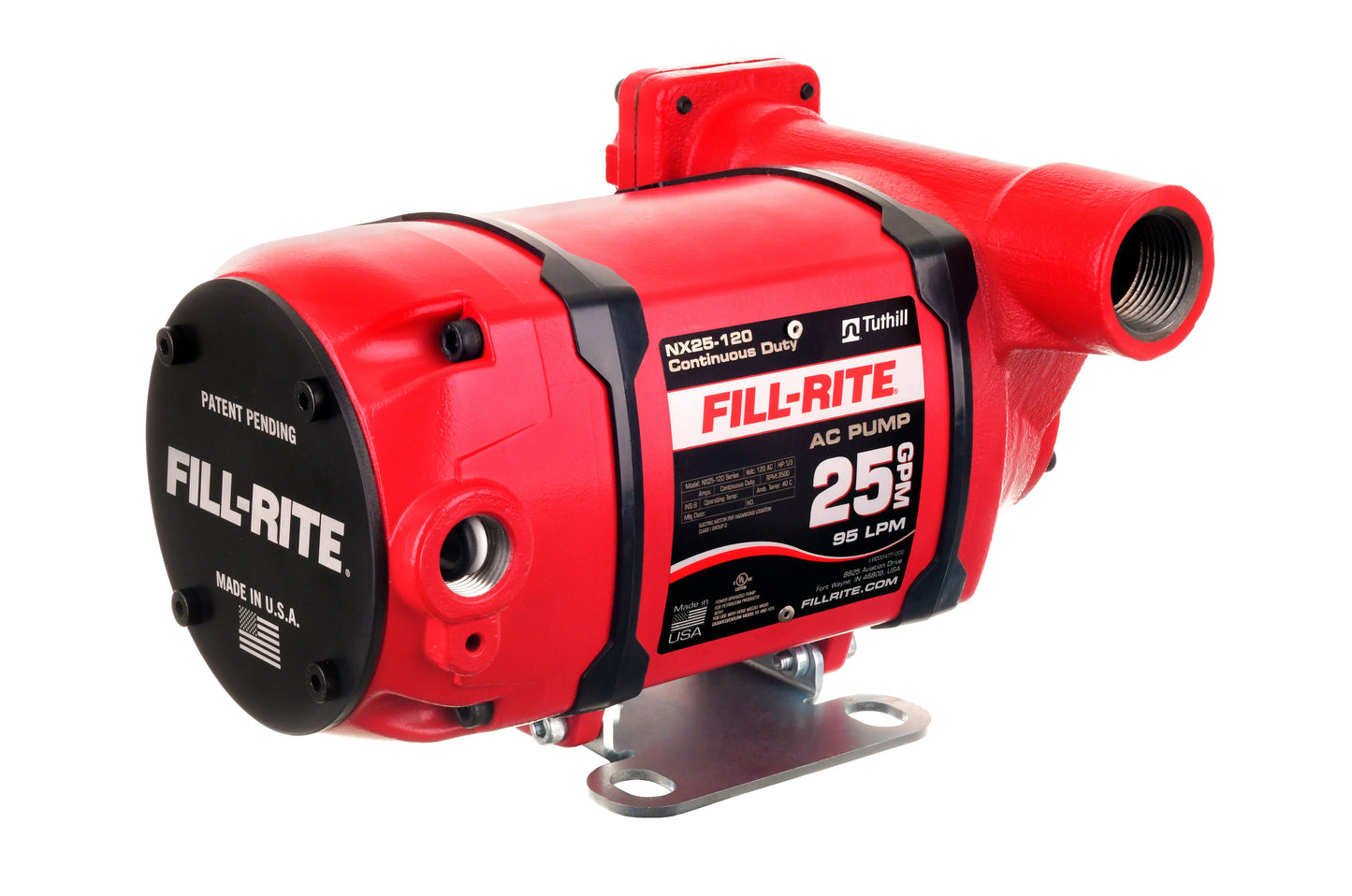 Fill-Rite NX25-120NF-PX 120V AC 25 GPM Fuel Transfer Pump, Pump Only, Foot Mounted