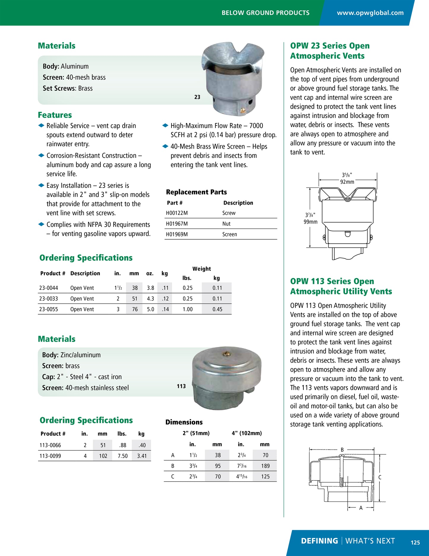 OPW FC 23-0055 3" Up Flow Tank Vent
