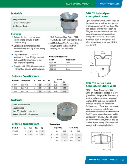 OPW FC 23-0055 3" Up Flow Tank Vent