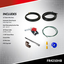 Fill-Rite FR4210HB 12V DC 20 GPM Fuel Transfer Pump wo/Meter with 1"x12' Discharge Hose, Automatic Nozzle